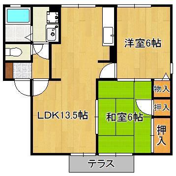 フロンティアS・II(2LDK/1階)の間取り写真