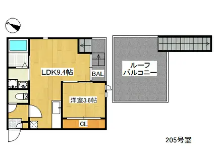 GRANDTIC 住吉(1LDK/2階)の間取り写真