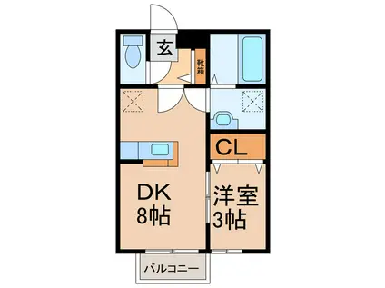 ブルーバウム(1DK/1階)の間取り写真