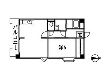 ヒューゲル多賀(1LDK/2階)の間取り写真