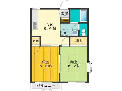 アネックス壱番館(2DK/1階)の間取り写真