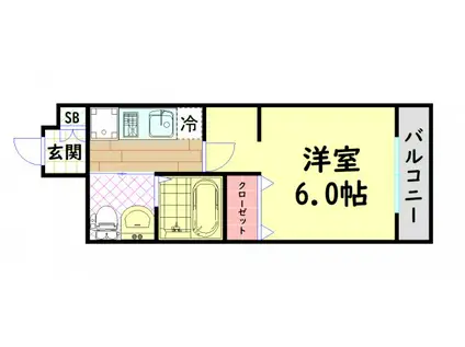 エステムプラザ大阪城パークフロント(1K/6階)の間取り写真