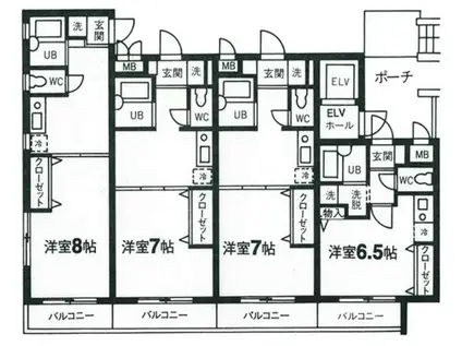 シャインコート(1K/1階)の間取り写真
