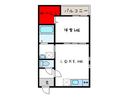 フジパレス花園中央公園南I番館(1LDK/3階)の間取り写真