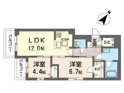 カーサ フェリーチェ(2LDK/1階)の間取り写真