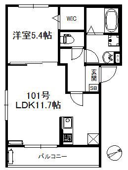 ポラリス野中町(1LDK/1階)の間取り写真