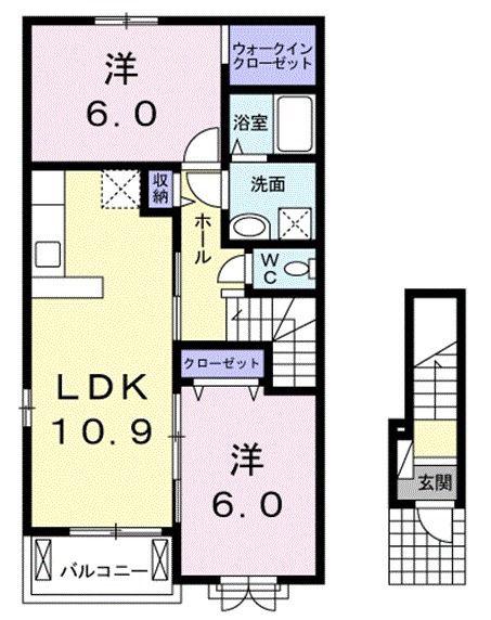サン モールI(2LDK/2階)の間取り写真