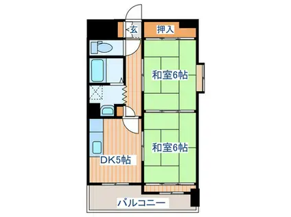 ベルソーレ木ノ下(2DK/9階)の間取り写真