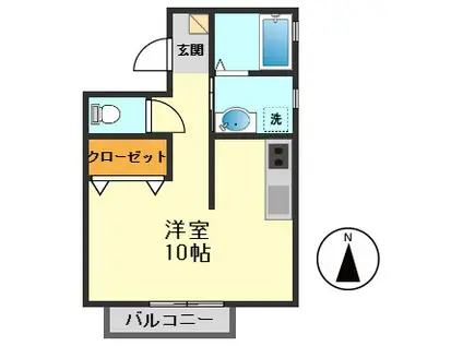 プライムロザ(ワンルーム/2階)の間取り写真