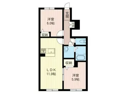 メゾン ド リュビ A棟(2LDK/1階)の間取り写真