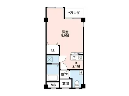 プティクール(1K/1階)の間取り写真