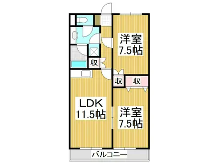 YSコート(2LDK/3階)の間取り写真