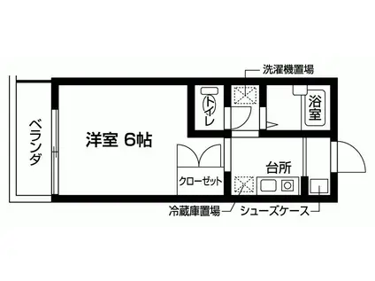 カレッジハイツ若林(ワンルーム/2階)の間取り写真