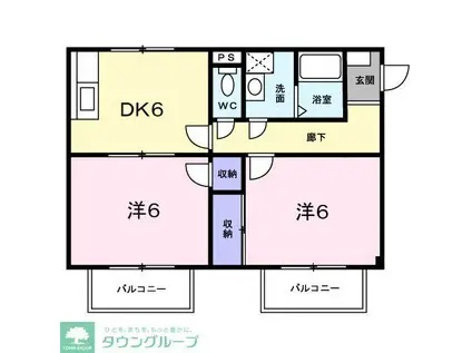 プレ・パルク岩崎III(2DK/2階)の間取り写真