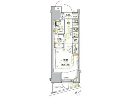 クレイシア品川東大井(1K/4階)の間取り写真