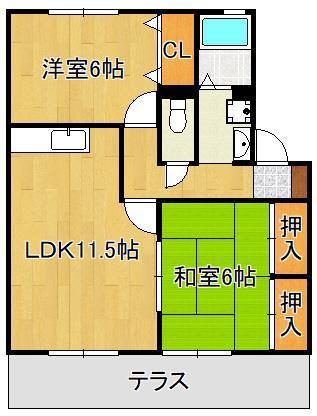 アムールI(2LDK/1階)の間取り写真