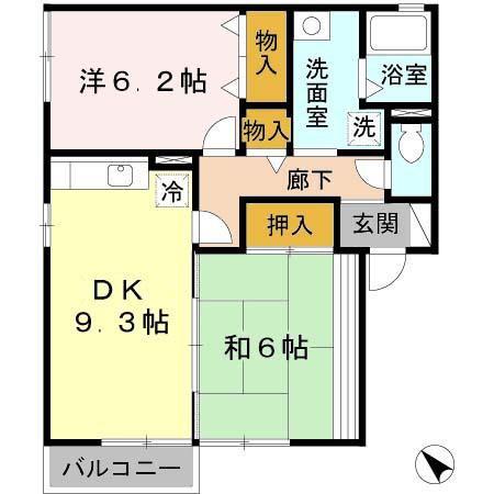 スペースMHM C棟(2DK/1階)の間取り写真