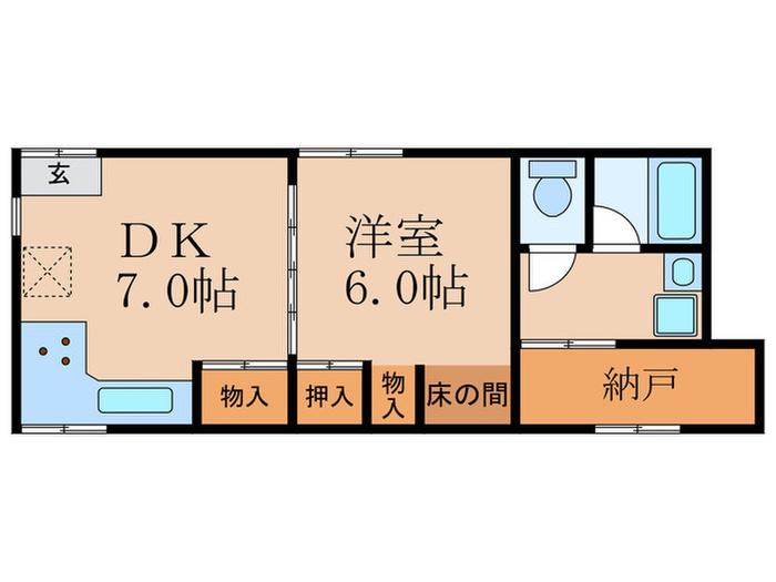 センチュリープラザ丹波橋(1DK/1階)の間取り写真