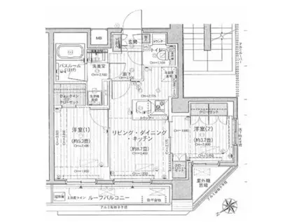 サットンアリビオ八王子(2LDK/6階)の間取り写真