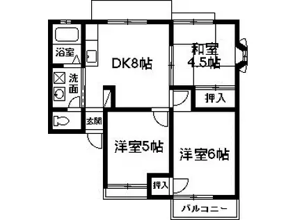 グランデュール渡辺 1(3DK/2階)の間取り写真