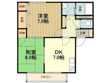 クリプトメリアB(2DK/2階)の間取り写真