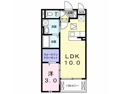 ファースト(1LDK/1階)の間取り写真