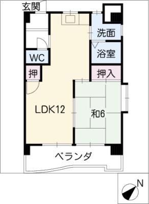 オクトII(1LDK/2階)の間取り写真