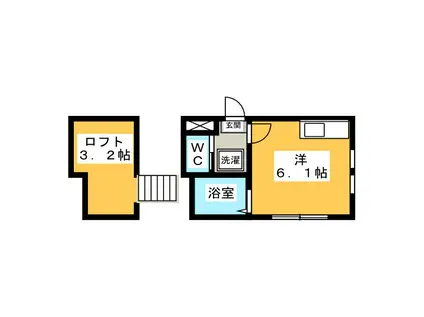 ライトハウス(ワンルーム/2階)の間取り写真