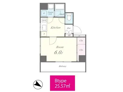 WAVE千束(1K/4階)の間取り写真