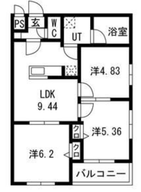 エス.フィールド奏(3LDK/1階)の間取り写真