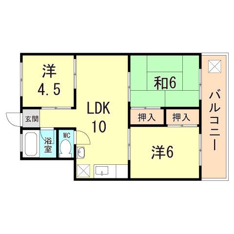 サンハイツ山口(3LDK/1階)の間取り写真