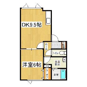 ベルシーヌミドリ(1DK/1階)の間取り写真