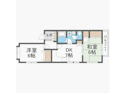 ピナクルDOZEN(2DK/2階)の間取り写真