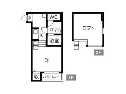 ヴィルフランシュ中村公園(1K/2階)の間取り写真