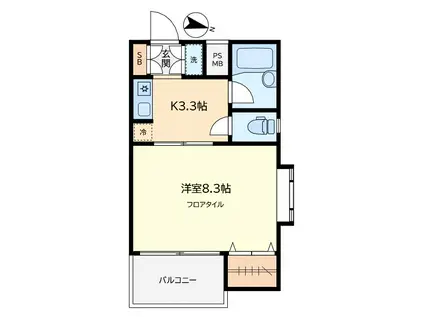 クレスト学芸大学(1K/2階)の間取り写真