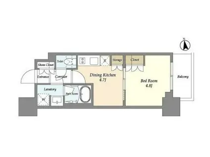 リビオメゾン浅草雷(1DK/2階)の間取り写真