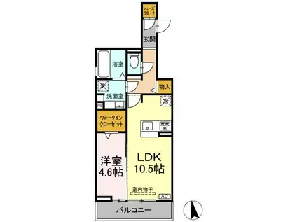 D-ROOMアドバンス十王町(1LDK/3階)の間取り写真