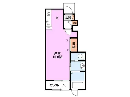 グランクレスI(ワンルーム/1階)の間取り写真