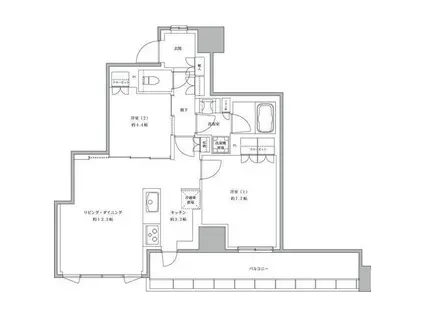 大宮スカイ&スクエア ザ・タワー(2LDK/22階)の間取り写真