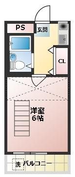 LEOPALACE芦花公園(1K/2階)の間取り写真