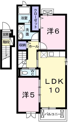 アルトプエンテ(2LDK/2階)の間取り写真