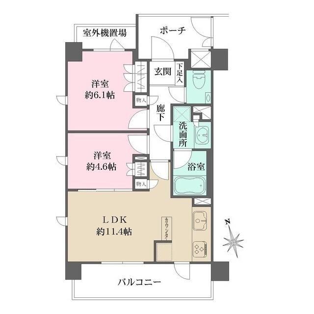 グランスイート文京小桜(2LDK/6階)の間取り写真