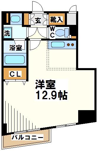 ベルグレイス八雲台(1K/2階)の間取り写真