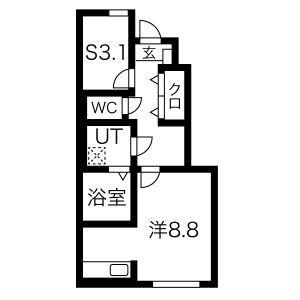 ラポール久野本(ワンルーム/1階)の間取り写真
