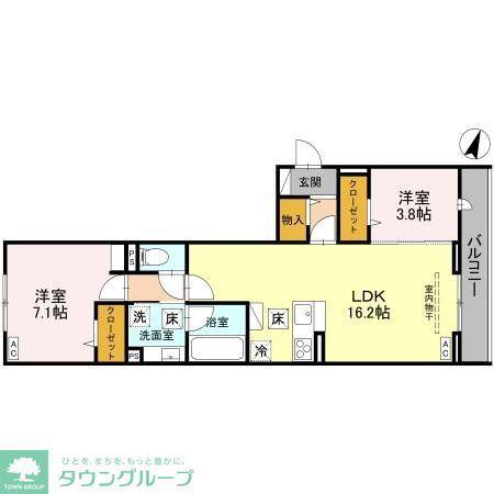 NOBLE RAFFINER 戸塚東(2LDK/1階)の間取り写真