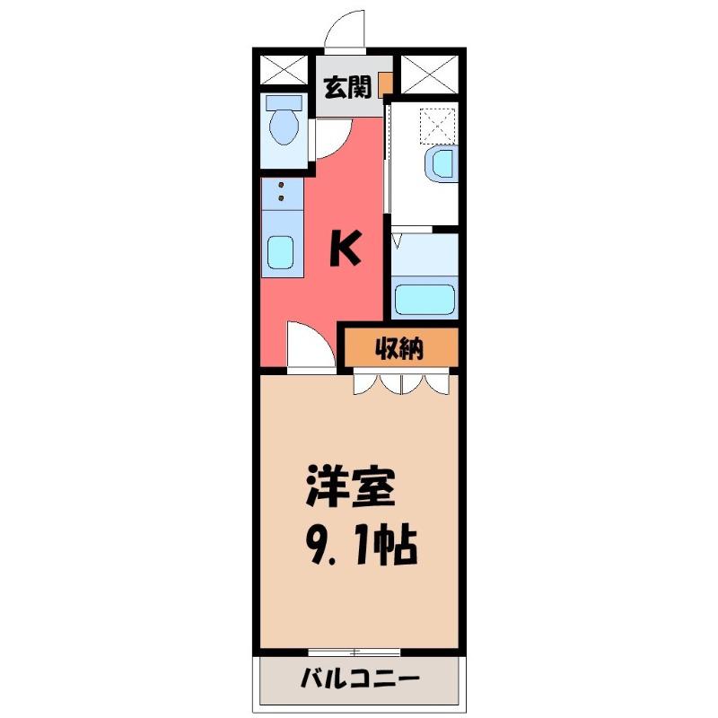 エルミタージュ(1K/2階)の間取り写真