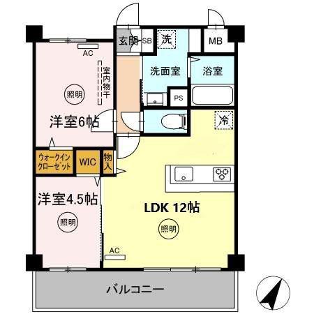 CASA FELICE(2LDK/4階)の間取り写真
