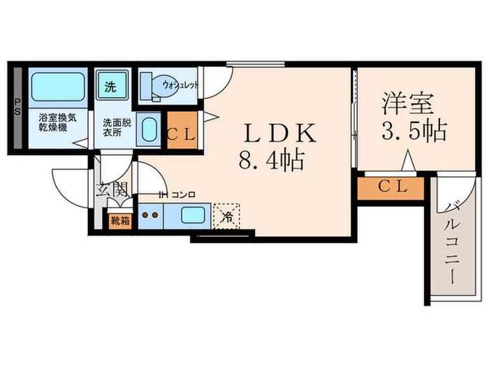 T MAISON 出屋敷II(1LDK/3階)の間取り写真