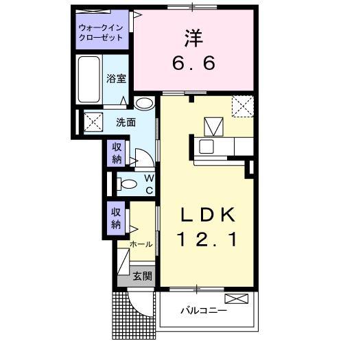 クラール 安宅F(1LDK/1階)の間取り写真