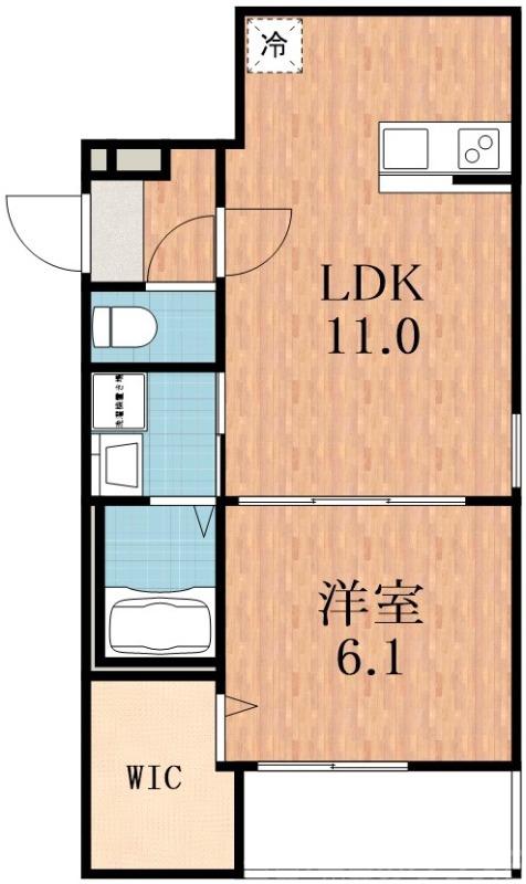フジパレス遠里小野二丁目(1LDK/1階)の間取り写真